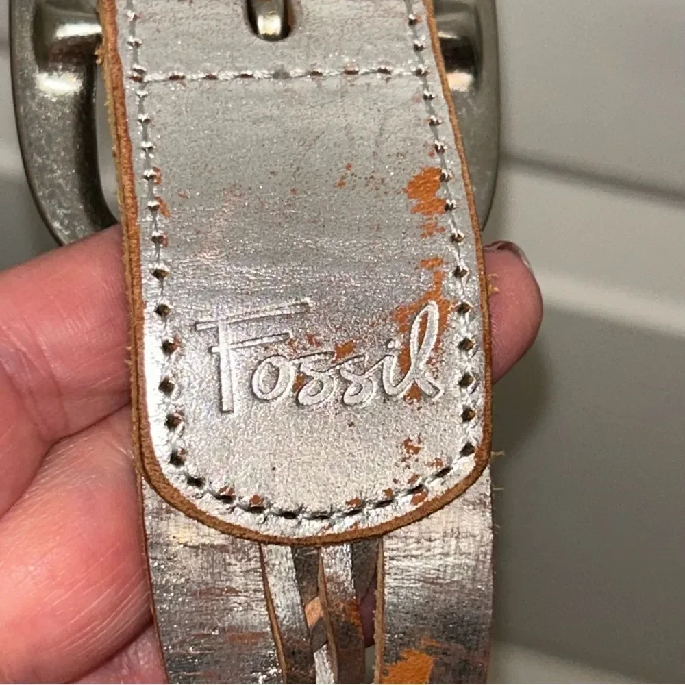 Fossil?Distressed Woven Braided Metallic Statement Belt